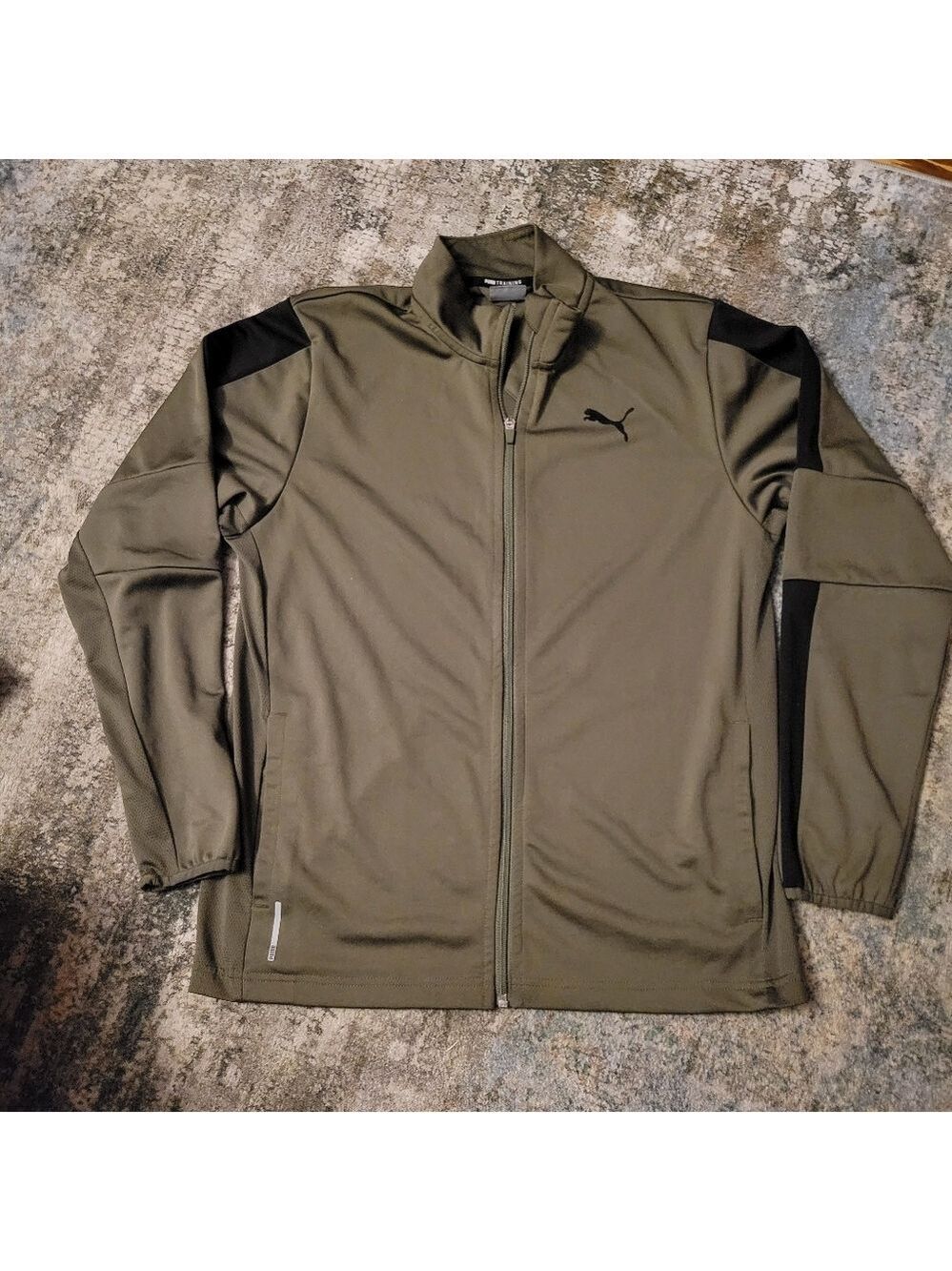 Puma Men's Dark Green and Black Jacket Size M